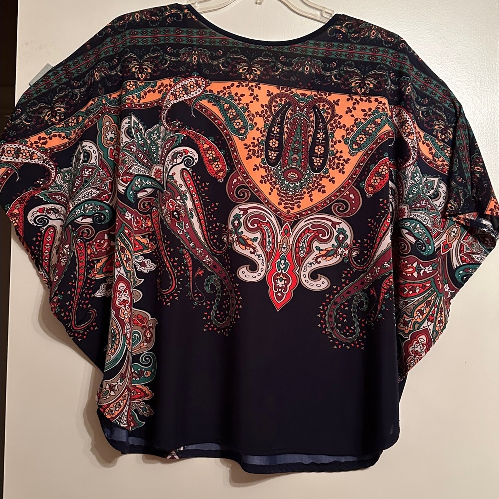 Colorful Paisley V-Neck Blouse